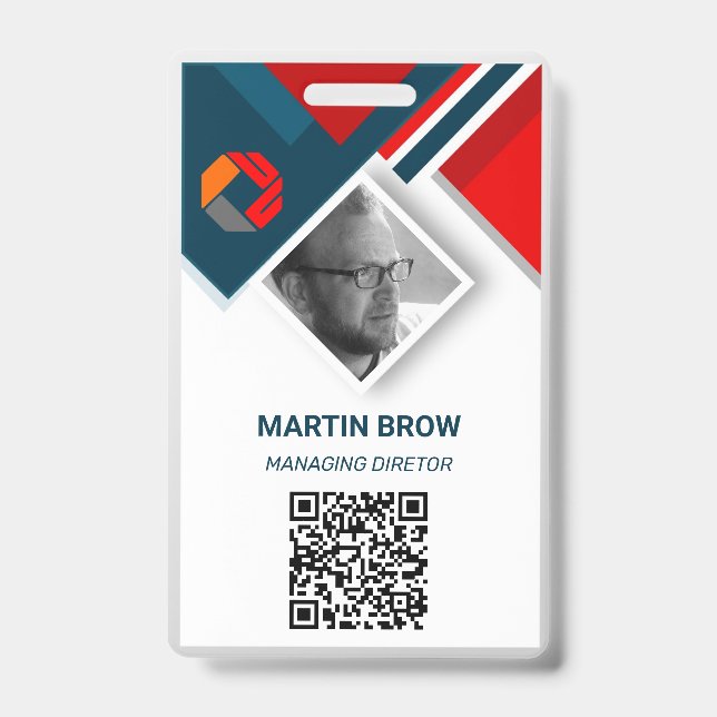 Custom Employee - Photo, Bar Code, Logo, Name Badg Badge (Front)