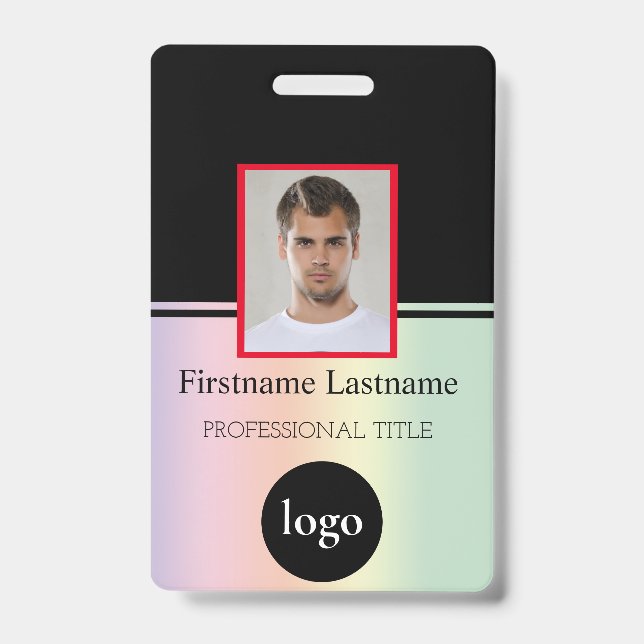 Custom Employee - Photo, Bar Code, Logo, Name Badg Badge (Front)