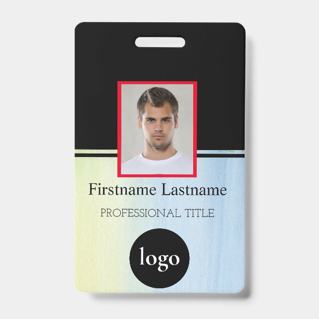 Custom Employee - Photo, Bar Code, Logo, Name Badg Badge (Front)