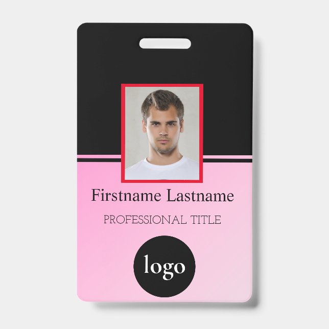 Custom Employee - Photo, Bar Code, Logo, Name Badg Badge (Front)