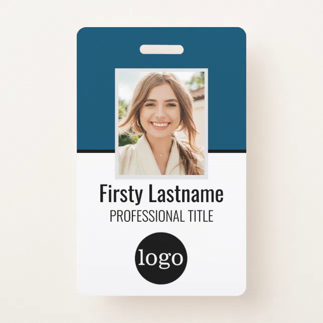 Custom Employee - Photo, Bar Code, Logo, Name Badg Badge | Zazzle