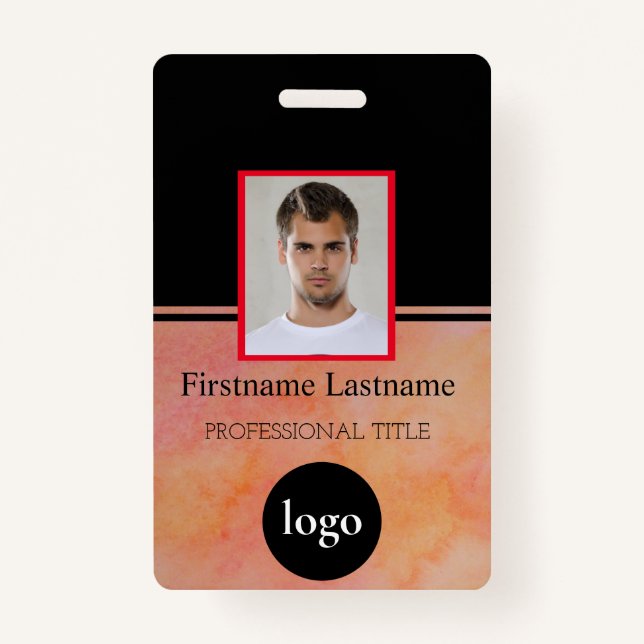 Custom Employee - Photo, Bar Code, Logo, Name Badg Badge (Front)
