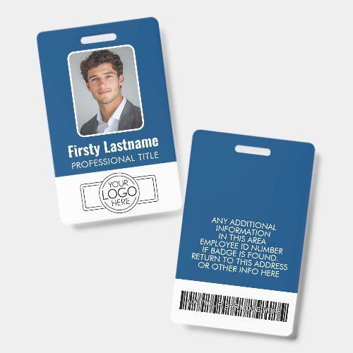 Custom Employee - Photo, Bar Code, Logo, Name Badge