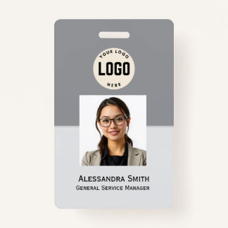 Custom Employee Photo, Bar Code, Logo, Name Badge