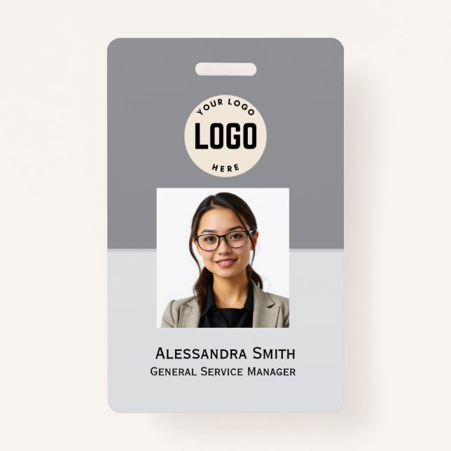 Custom Employee Photo, Bar Code, Logo, Name Badge (Front)
