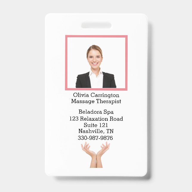 Custom Employee Photo Bar Code Logo Name Badge (Front)