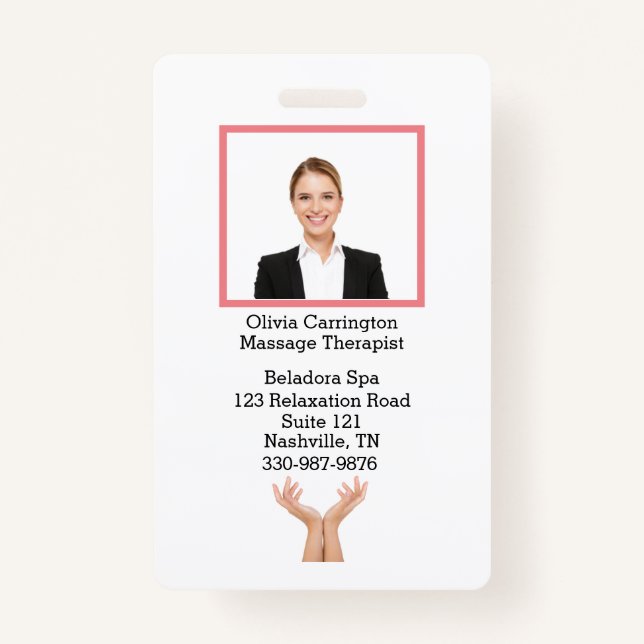 Custom Employee Photo Bar Code Logo Name Badge (Front)