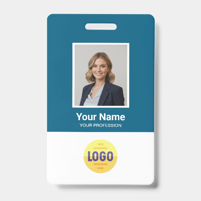 Custom Employee Photo, Bar Code, Logo, Name Badge (Front)
