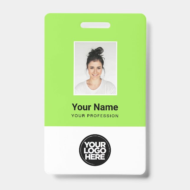 Custom Employee Photo, Bar Code, Logo, Name Badge (Front)