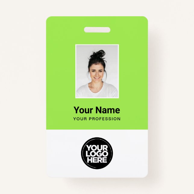 Custom Employee Photo, Bar Code, Logo, Name Badge (Front)