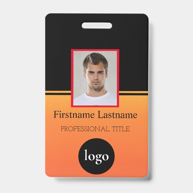 Custom Employee - Photo, Bar Code, Logo, Name Badge (Front)