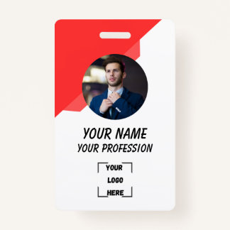 Custom Employee Photo, Bar Code, Logo, Name Badge