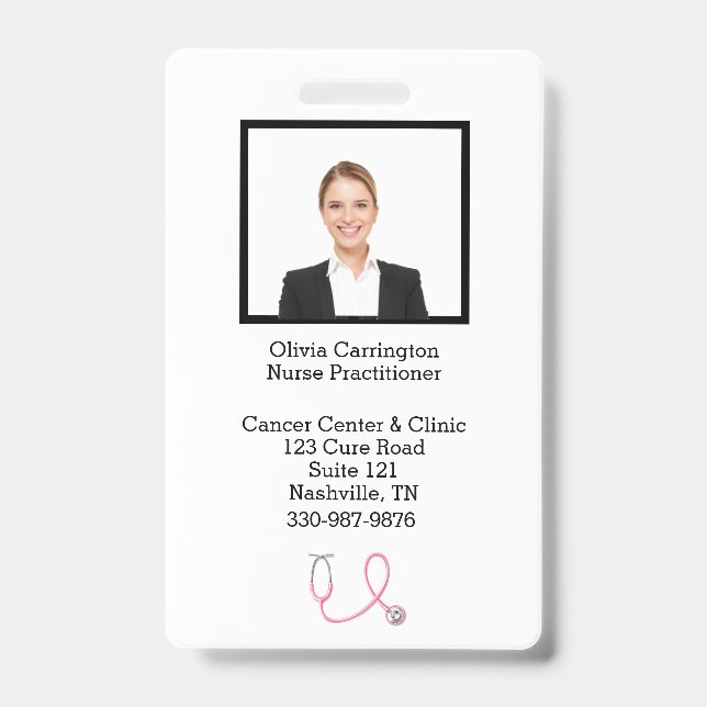 Custom Employee Photo Bar Code Logo Name Badge (Front)