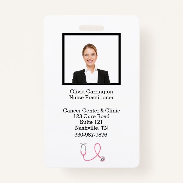 Custom Employee Photo Bar Code Logo Name Badge (Front)