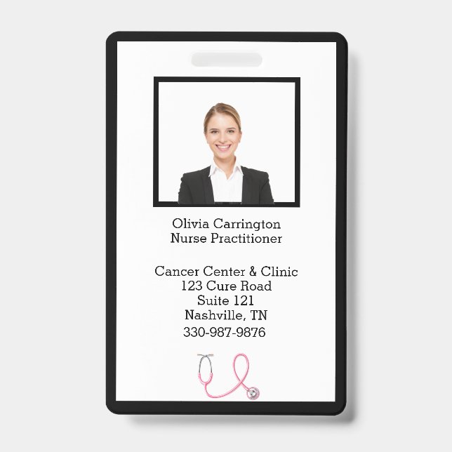 Custom Employee Photo Bar Code Logo Name Badge (Front)
