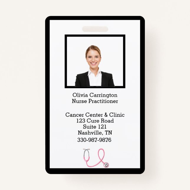 Custom Employee Photo Bar Code Logo Name Badge (Front)