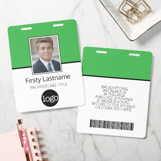 Custom Employee - Photo, Bar Code, Logo, Name Badge (Office)