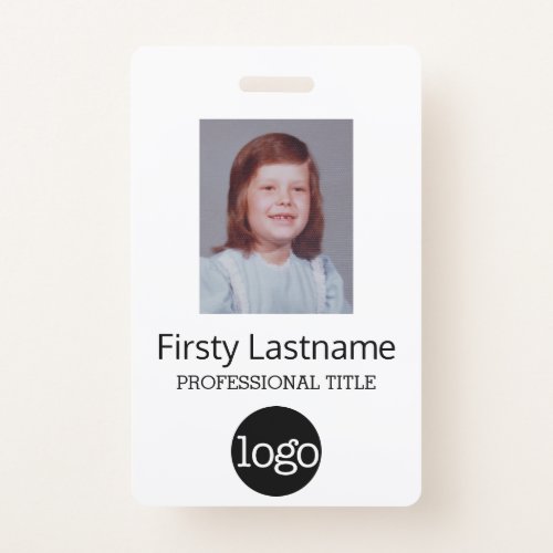 Custom Employee - Photo Bar Code Logo Name Badge