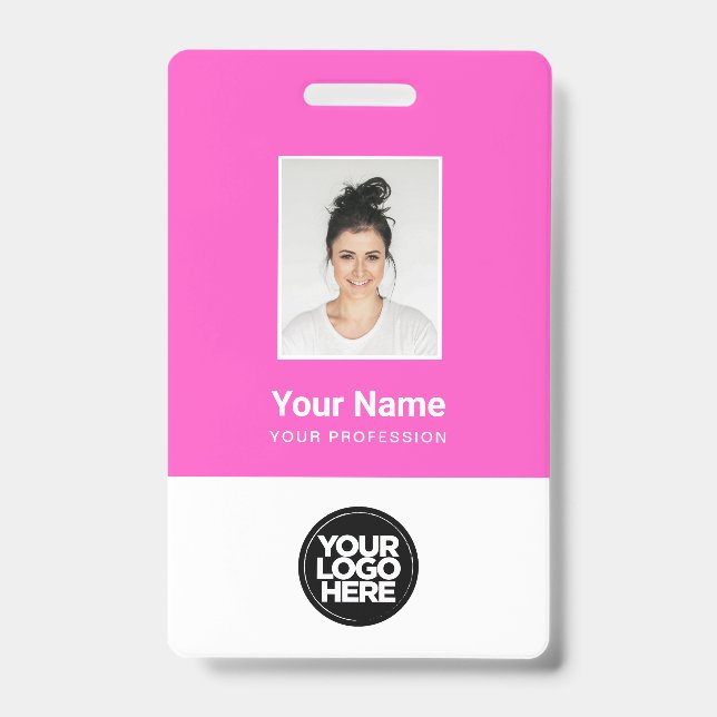 Custom Employee Photo, Bar Code, Logo, Name Badge (Front)
