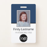 Custom Employee - Photo, Bar Code, Logo, Name Badge<br><div class="desc">A basic business design that highlights your office logos and employee name. You can add a scan bar code on the front and back. You can also change the color of the background.</div>