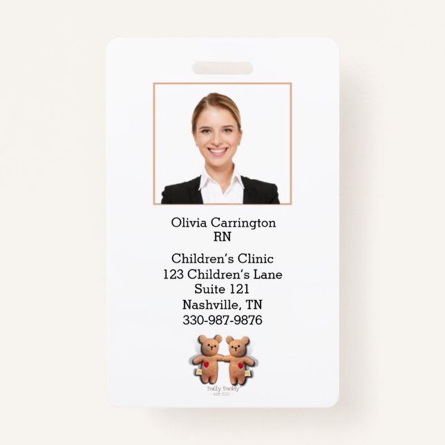 Custom Employee Photo Bar Code Logo Name Badge (Front)
