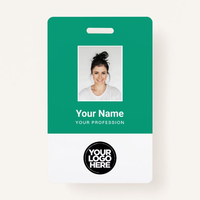 Custom Employee Photo, Bar Code, Logo, Name Badge (Front)