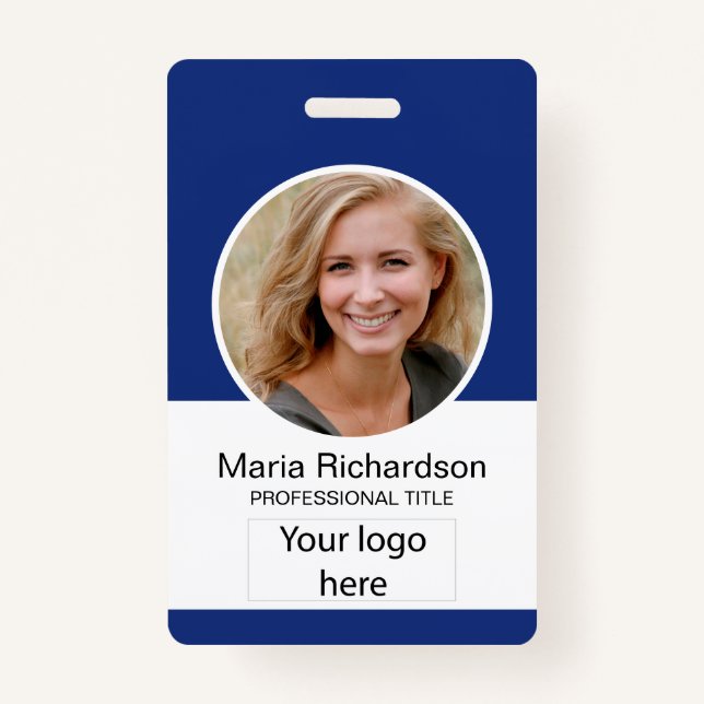 Custom Employee, Photo, Bar Code, Logo, Name Badge (Front)