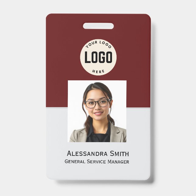 Custom Employee Photo, Bar Code, Logo, Name Badge (Front)