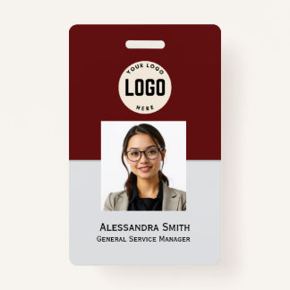 Custom Employee Photo, Bar Code, Logo, Name Badge