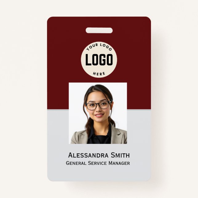 Custom Employee Photo, Bar Code, Logo, Name Badge (Front)