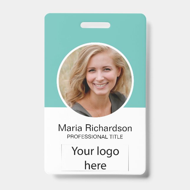 Custom Employee, Photo, Bar Code, Logo, Name Badge (Front)