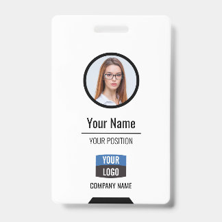 Custom Employee Photo, Bar Code, Logo, Name Badge