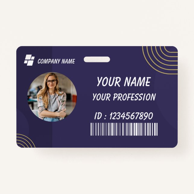 Custom Employee Photo, Bar Code, Logo, Name Badge (Front)