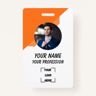 Custom Employee Photo, Bar Code, Logo, Name Badge