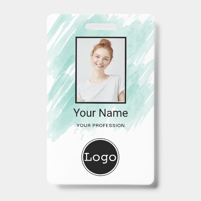 Custom Employee Photo, Bar Code, Logo, Name Badge (Front)