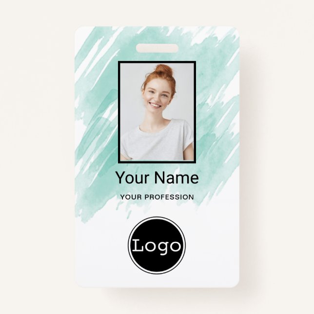 Custom Employee Photo, Bar Code, Logo, Name Badge (Front)