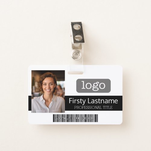 Custom Employee _ Photo Bar Code Logo Name Badge