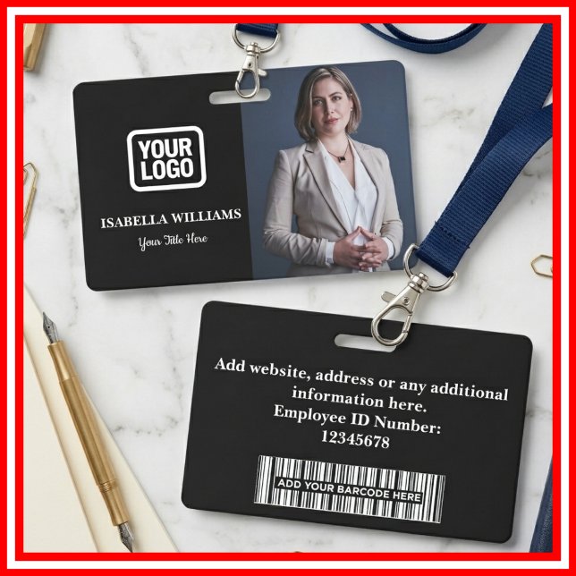 Custom Employee Photo, Bar Code, Logo, Name Badge (Creator Uploaded)