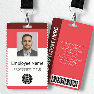 Custom Employee Photo Bar Code Logo Name Badge