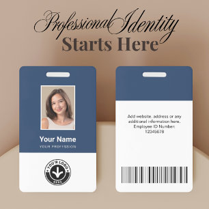 Custom Employee Photo, Bar Code, Logo, Name Badge
