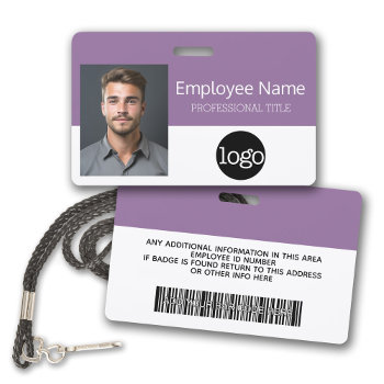 Custom Employee - Photo  Bar Code  Logo  Name Badge by BusinessStationery at Zazzle
