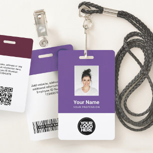 Custom Employee Photo, Bar Code, Logo, Name Badge