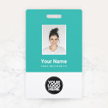 Custom Employee Photo, Bar Code, Logo, Name Badge<br><div class="desc">Easily personalize this Light Blue Turquoise Custom Employee Name Badge with Photo, Scan Bar Code and business logo. A simple business design in fresh teal turquoise and white standard colors fully customizable in front and back sizes, sans-serif basic and modern fonts and a professional and clear look. Avaiable with lanyard,...</div>