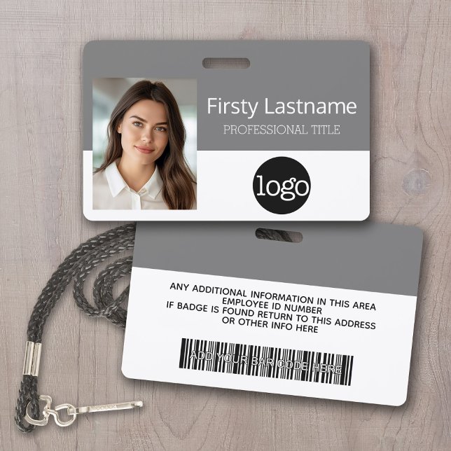 Custom Employee - Photo, Bar Code, Logo, Name Badge (Employee ID Badge - Upload your logo, photo and a bar code)