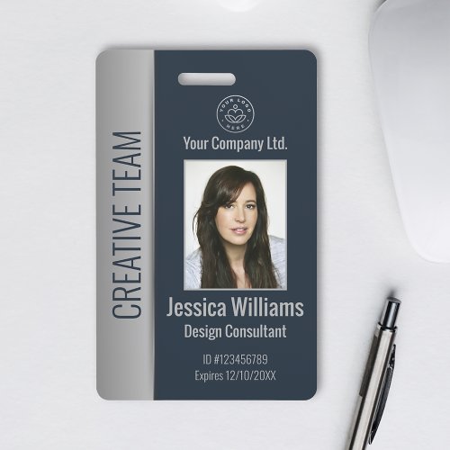 Custom Employee Photo Bar Code Logo Name Badge