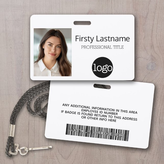 Custom Employee - Photo, Bar Code, Logo, Name Badge (Custom Photo ID Badge with logo and bar code)