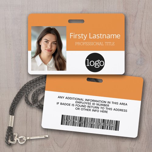 Custom Employee _ Photo Bar Code Logo Name Badge