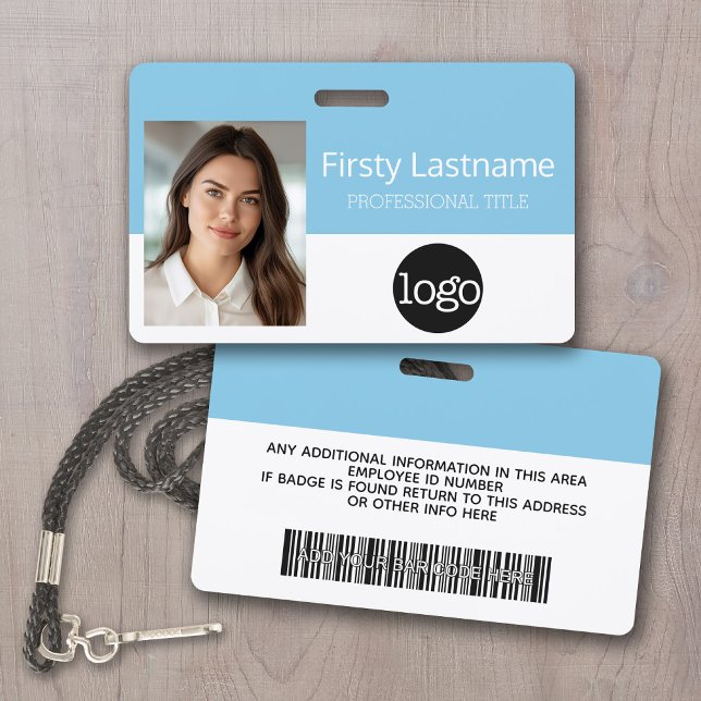 Custom Employee - Photo, Bar Code, Logo, Name Badge (Custom Photo ID Badge with logo and bar code)