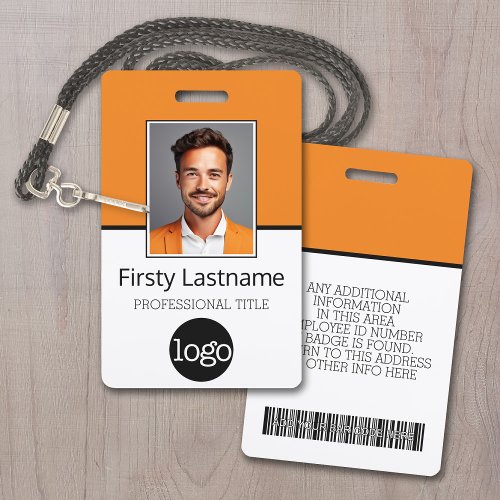 Custom Employee _ Photo Bar Code Logo Name Badge