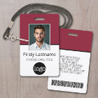Custom Employee - Photo, Bar Code, Logo, Name